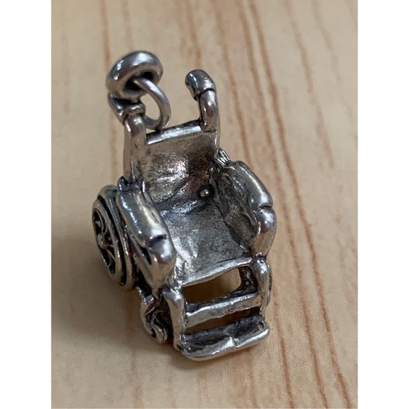 Wheelchair Sterling Silver Jewelry Charm - Picture 1 of 8